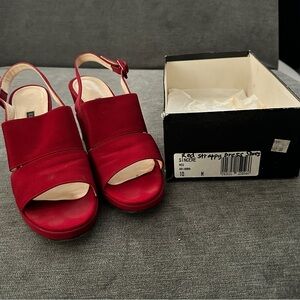 Ellen Tracy Sincere Red Arianna Slingback Chunky heels size 10M Vero Cuoio Italy